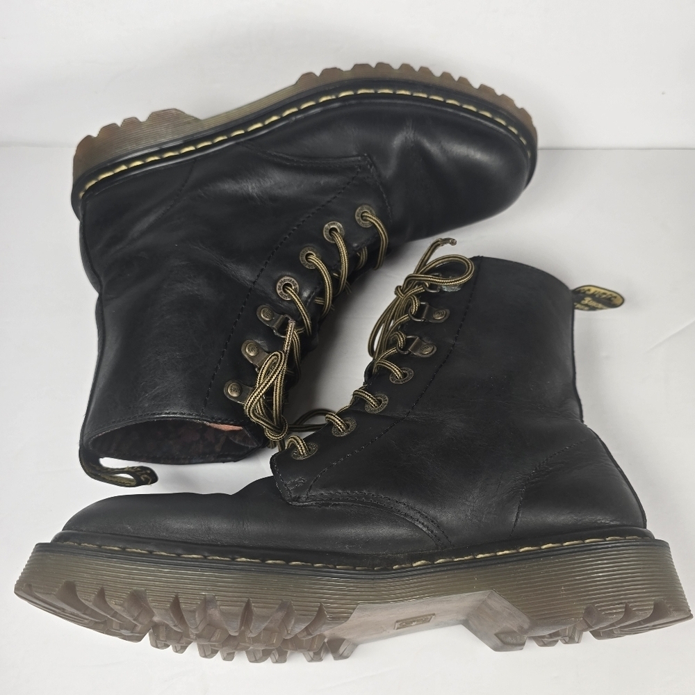 Dr. Martens Luana Black Leather Lace Up Combat Boots Women's Sz 10 - Picture 8 of 12